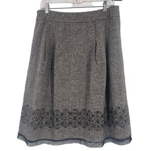 LOFT Gray A-Line Skirt sequin trim wool blend size 10